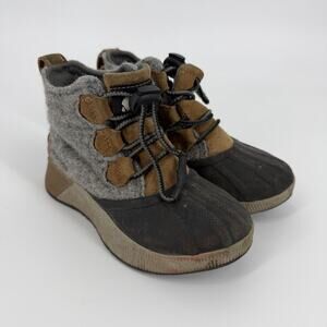 YOUTH SOREL OUT N ABOUT Classic WP Unisex Size US 1, Camel Brown, Black